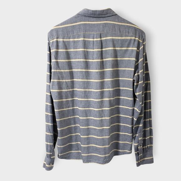 Marine Layer Alemany Mens Casual Button Up Shirt Gray Yellow Stripe Sz Medium - Picture 6 of 13